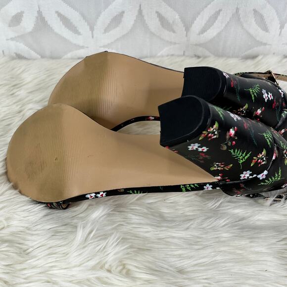 Michael Shannon Sascha Floral Rockabilly Ankle Strap High Heel Sandal Sz 8 - Picture 8 of 9
